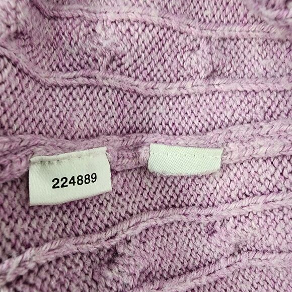 Ann Taylor LOFT Womens Sweater Large Cable Knit V Neck Ribbed Trim Rabbit Hair - Picture 8 of 8